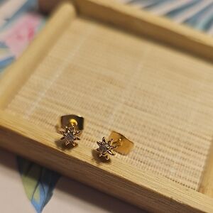 Gold Starburst Stud Earrings